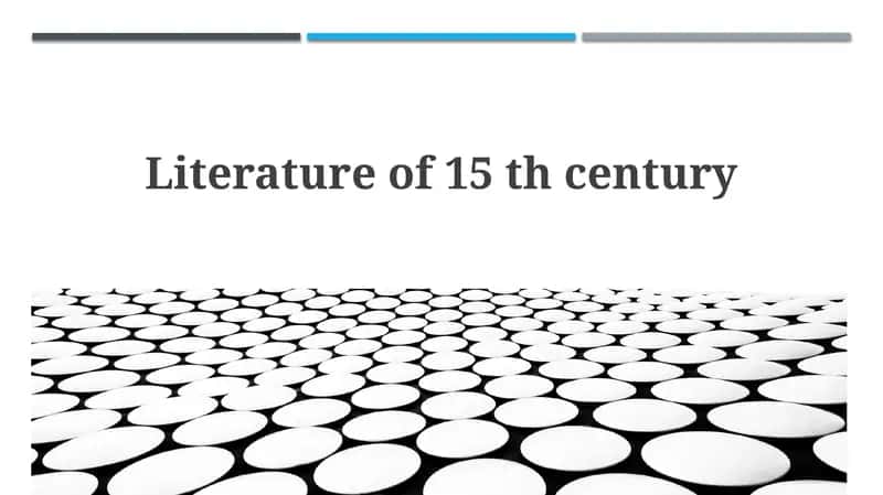 Literature of 15thcentury 1