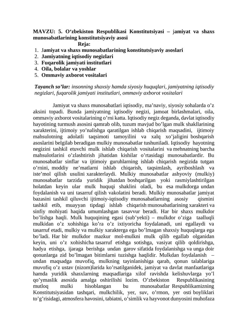 O‘zbekiston Respublikasi Konstitutsiyasi 1