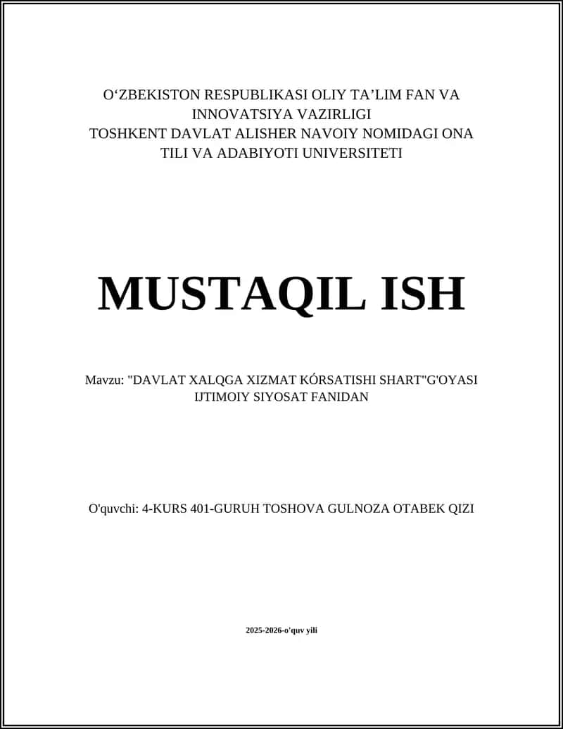 Davlat xalqga xizmat ko'rsatishi g'oyasining nazariy asoslari 1