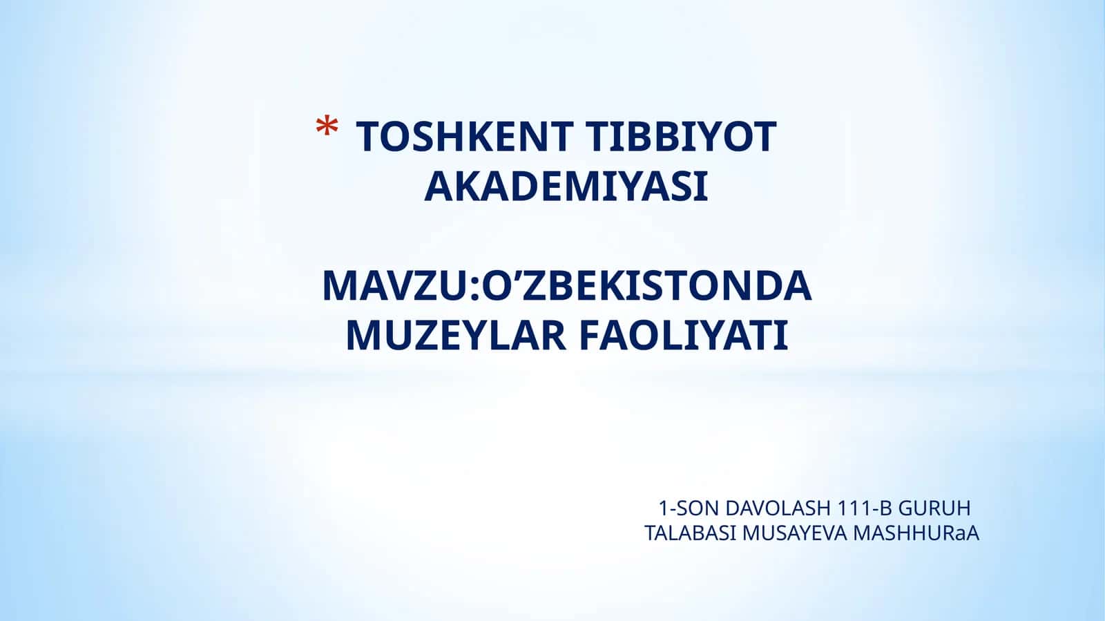 O’ZBEKISTONDA MUZEYLAR FAOLIYATI 1