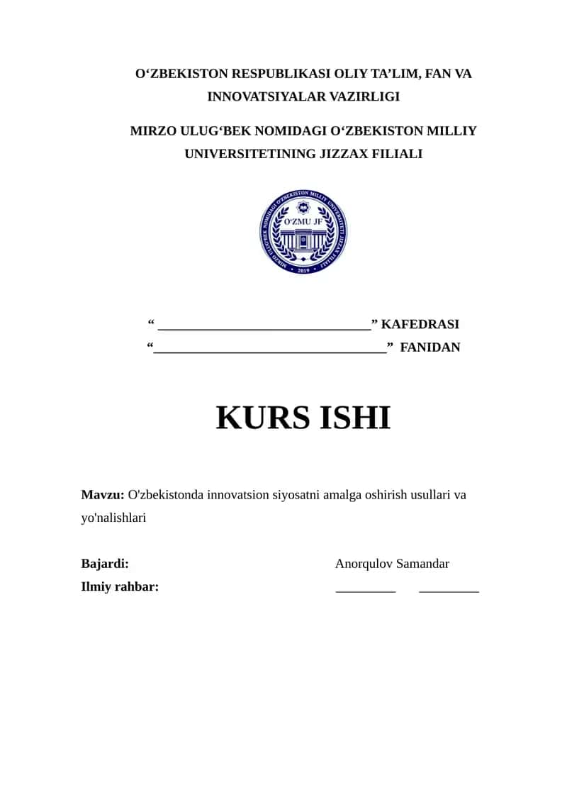 O'zbekistonda innovatsion siyosatni amalga oshirish usullari va yo'nalishlari 1