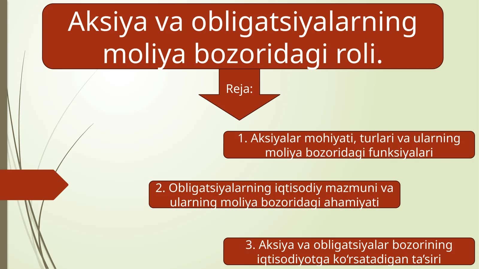 Aksiya va obligatsiyalarning moliya bozoridagi roli. 1