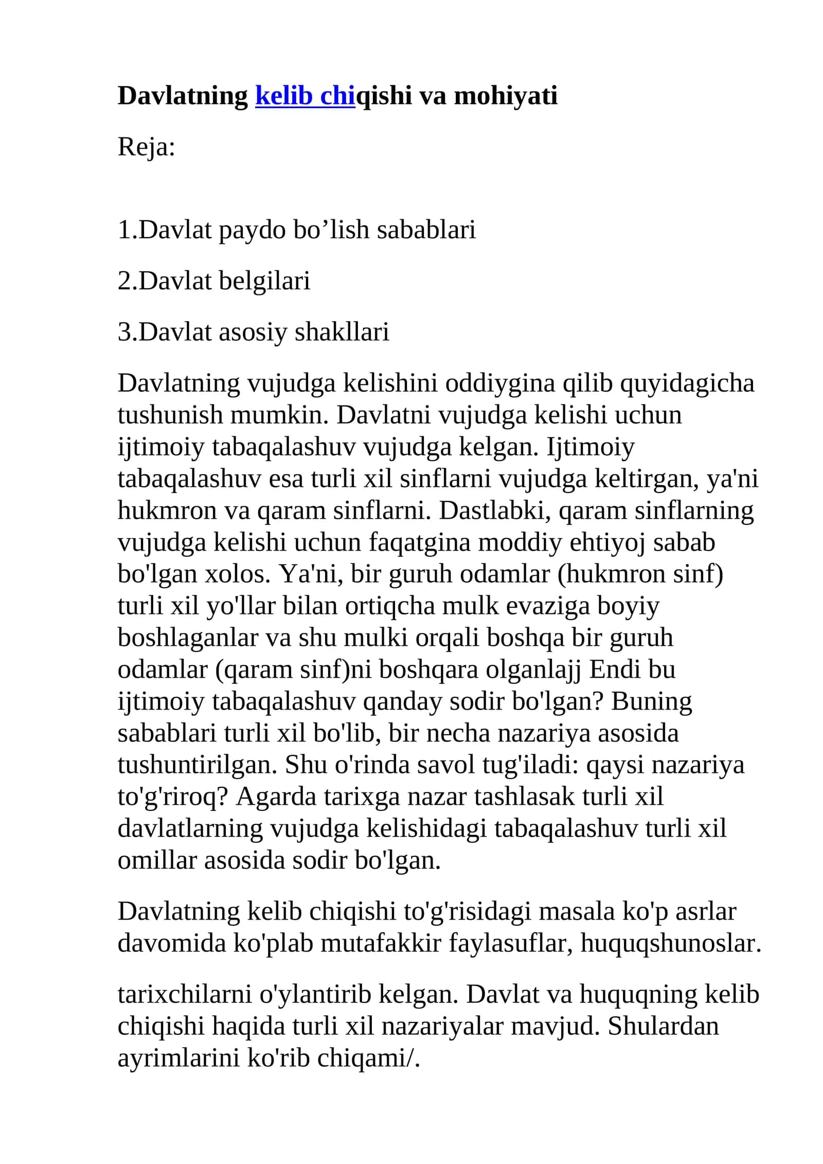 Davlatning kelib chiqishi va mohiyati 1
