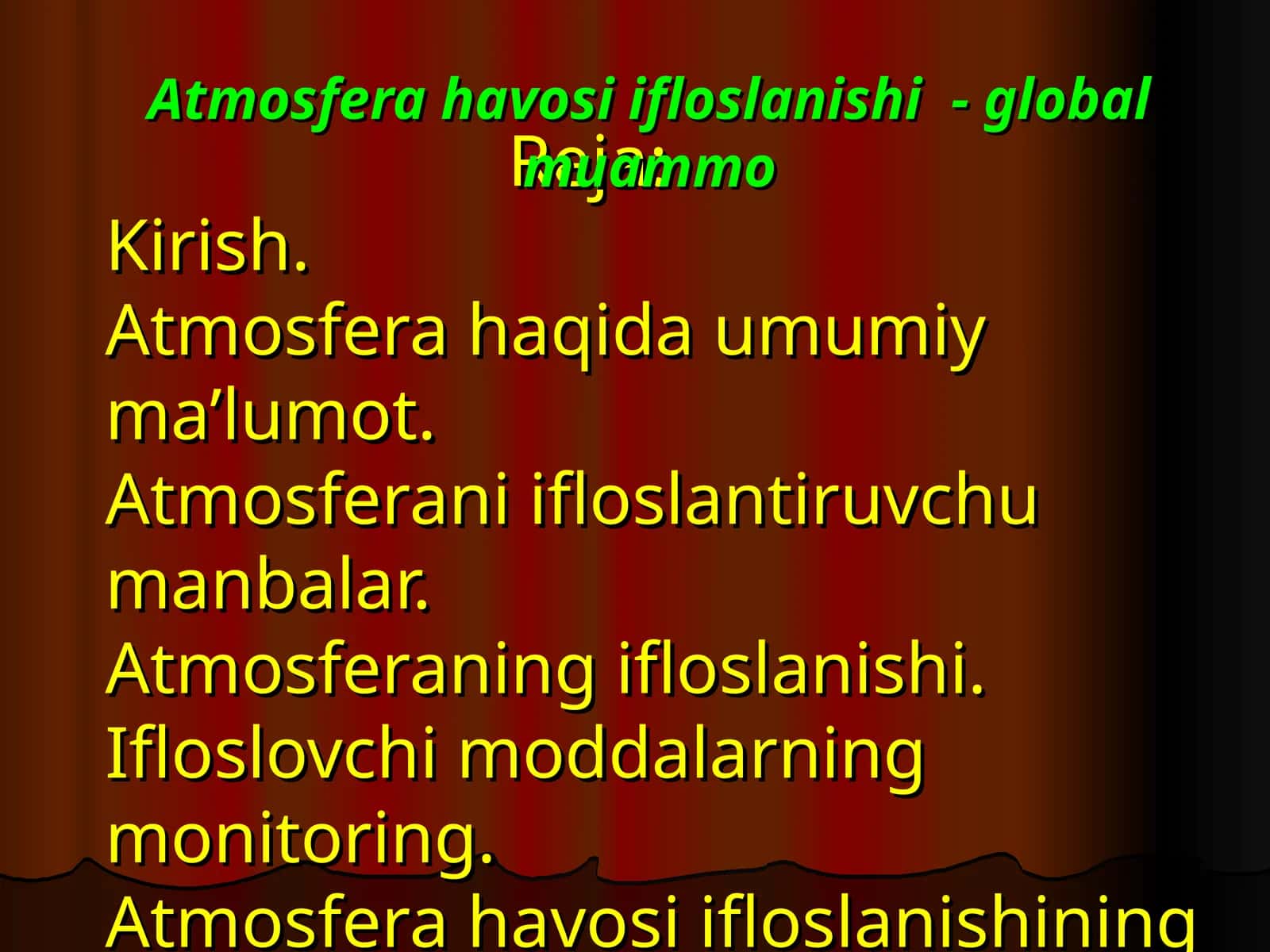Atmosfera havosi ifloslanishi - global muammo 1