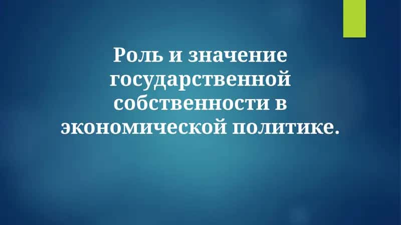 Роль и значение государственной собственности в экономической политике 1