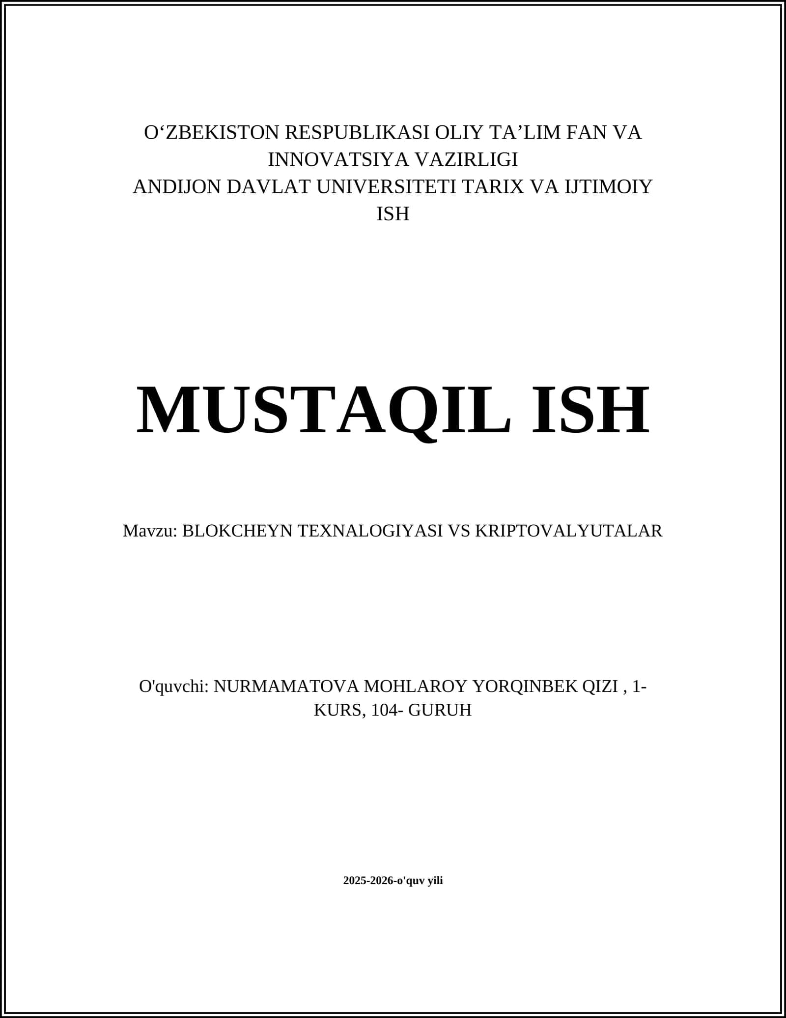 BLOKCHEYN TEXNALOGIYASI VS KRIPTOVALYUTALAR 1