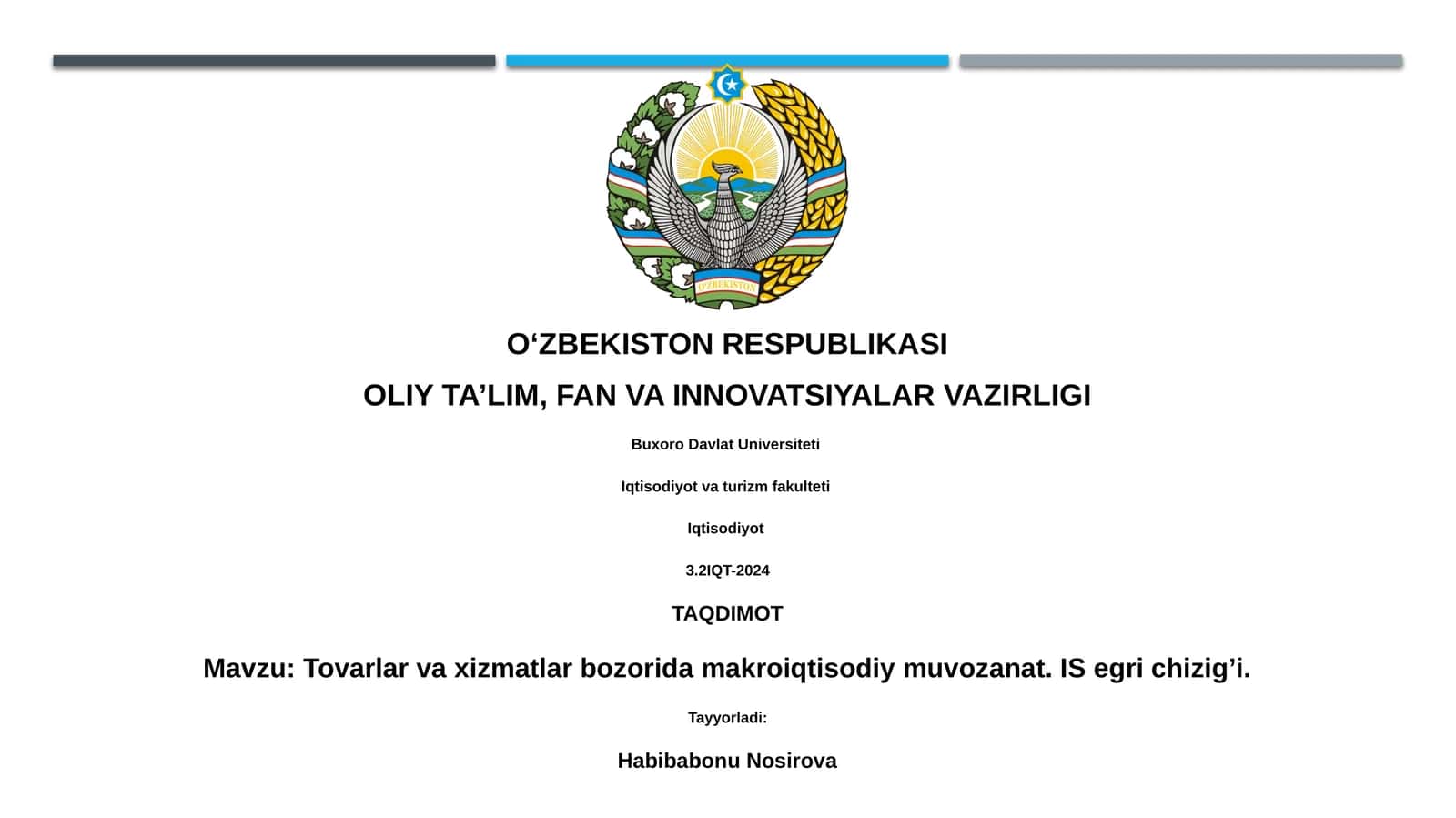 Tovarlar va xizmatlar bozorida makroiqtisodiy muvozanat 1