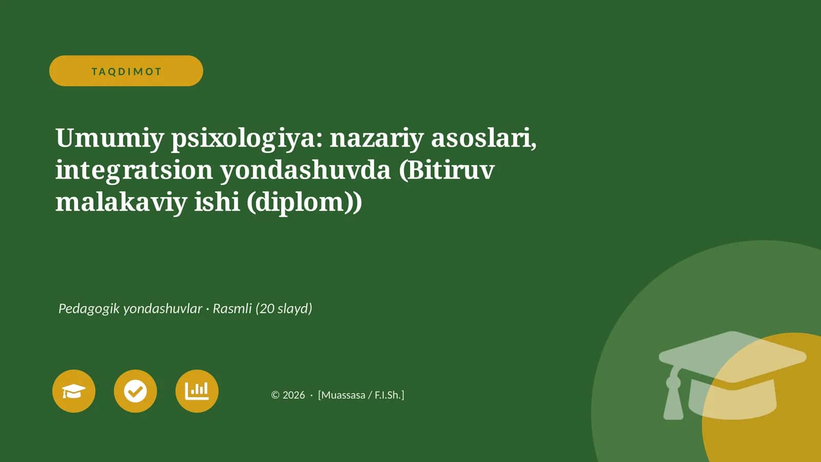 Umumiy psixologiya: nazariy asoslari, integratsion yondashuvda (Bitiruv malakaviy ishi (diplom)) 1
