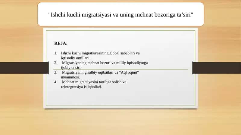 Ishchi kuchi migratsiyasining global sabablari va iqtisodiy omillari 1