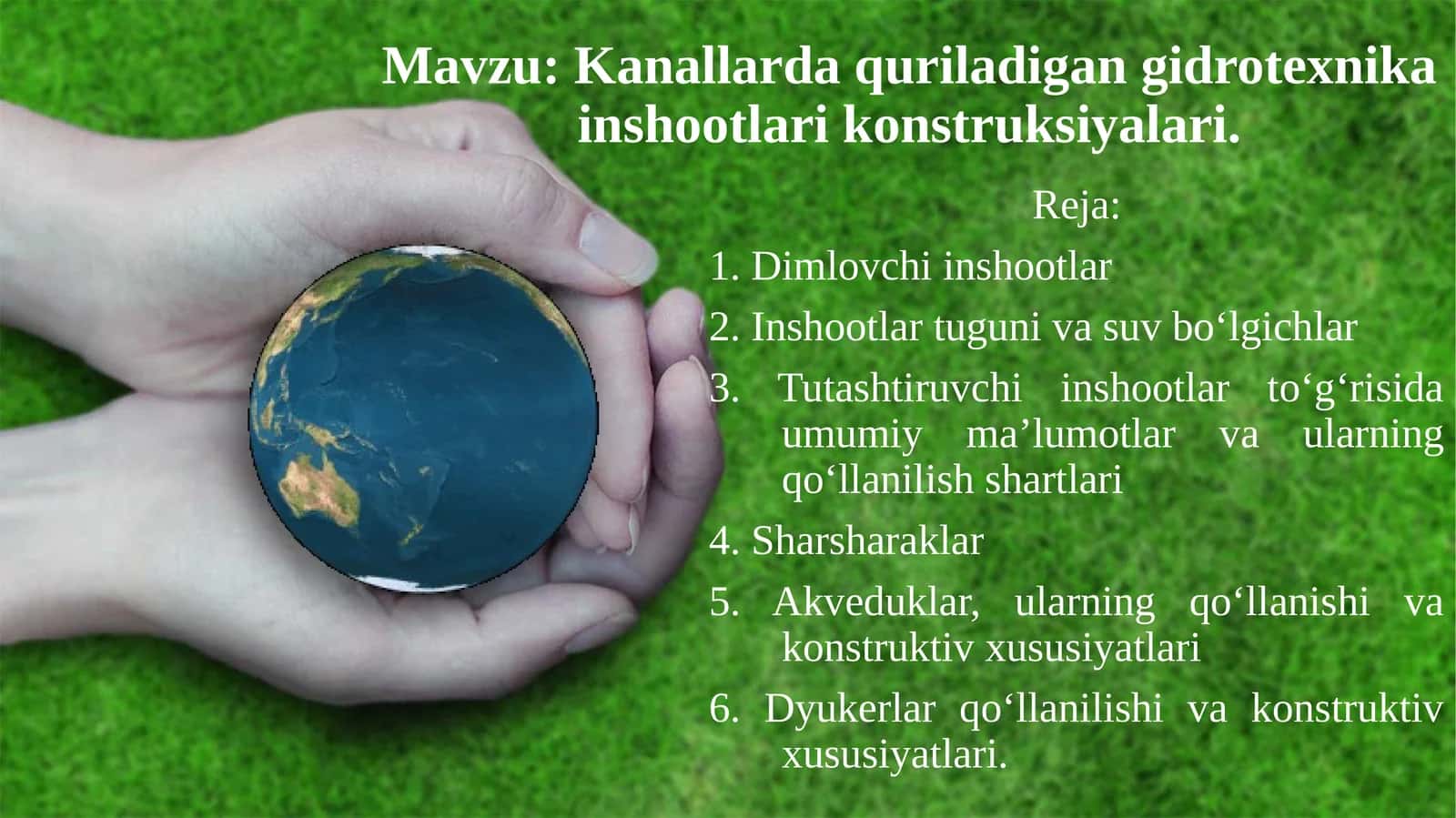 Kanallarda quriladigan gidrotexnika inshootlari konstruksiyalari 1