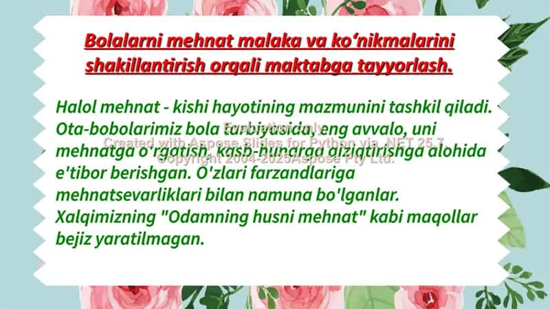 Bolalarni mehnat malaka va ko‘nikmalarini shakillantirish orqali maktabga tayyorlash 1