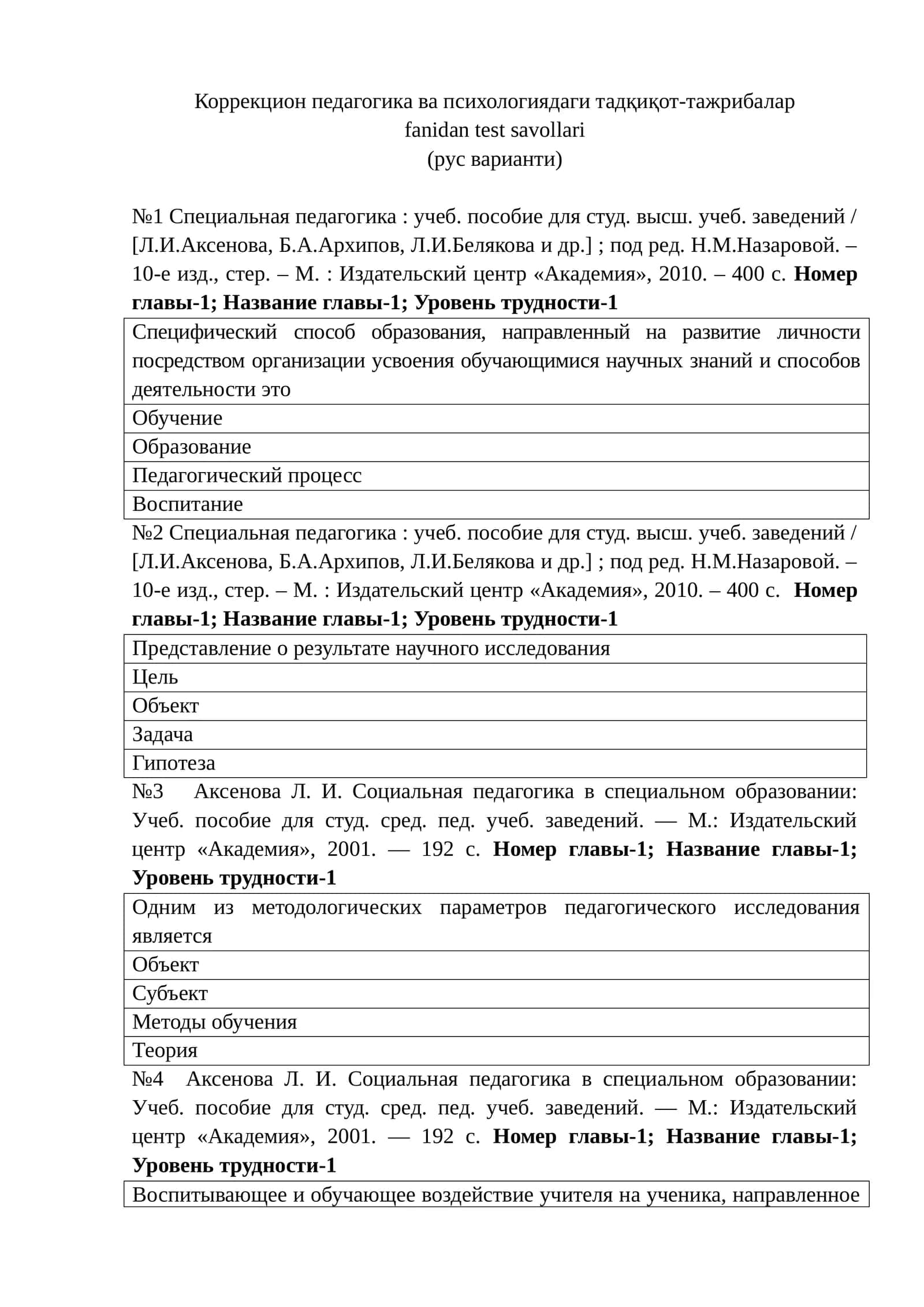 Коррекцион педагогика ва психологиядаги тадқиқот-тажрибалар 1