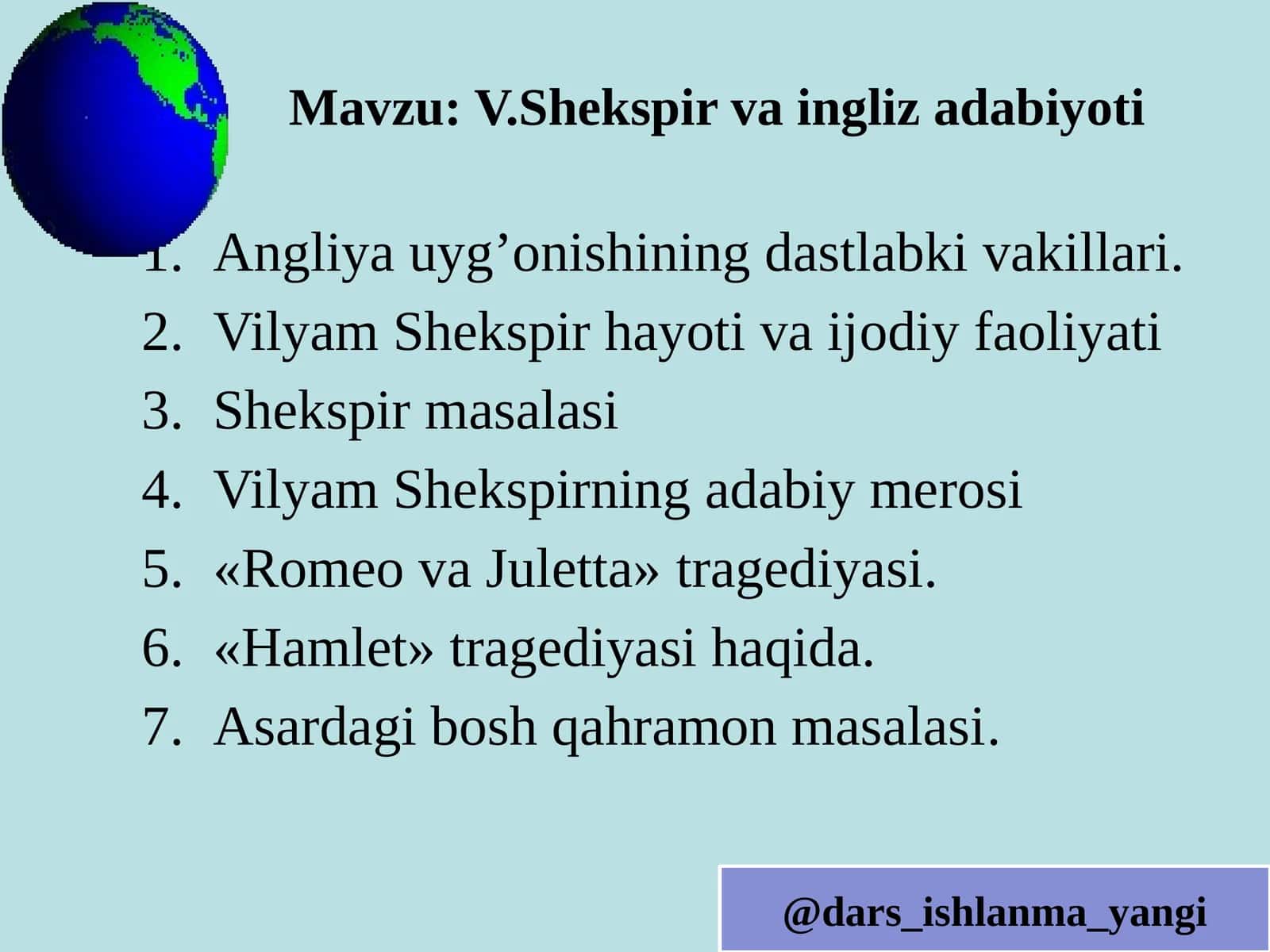 V.Shekspir va ingliz adabiyoti 1