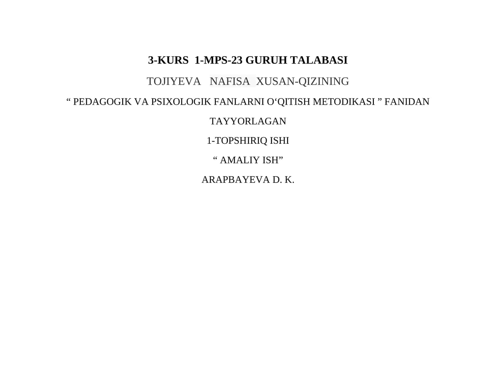 AMALIY ISH: O'quv motivatsiyasini tashxislash 1