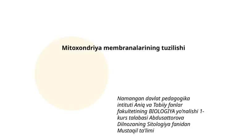 Mitoxondriya membranalarining tuzilishi 1