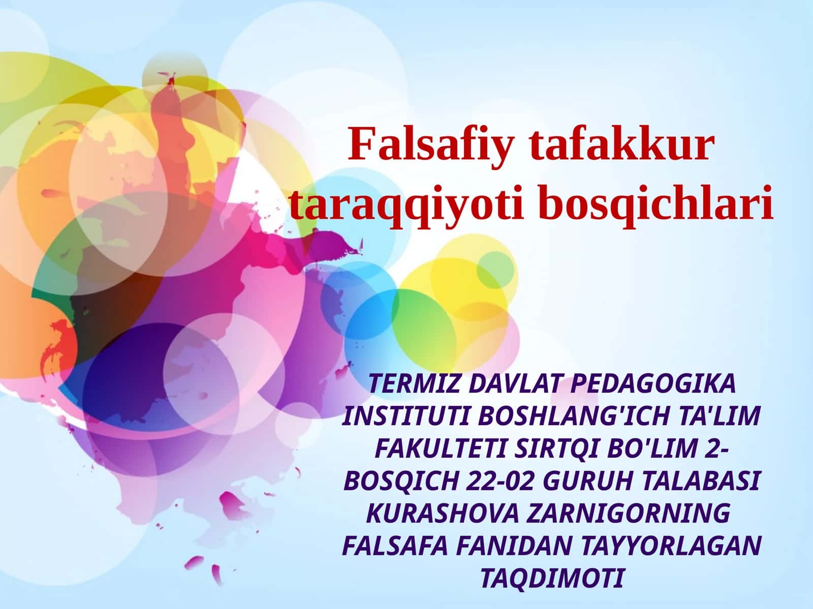 Falsafiy tafakkur taraqqiyoti bosqichlari 1