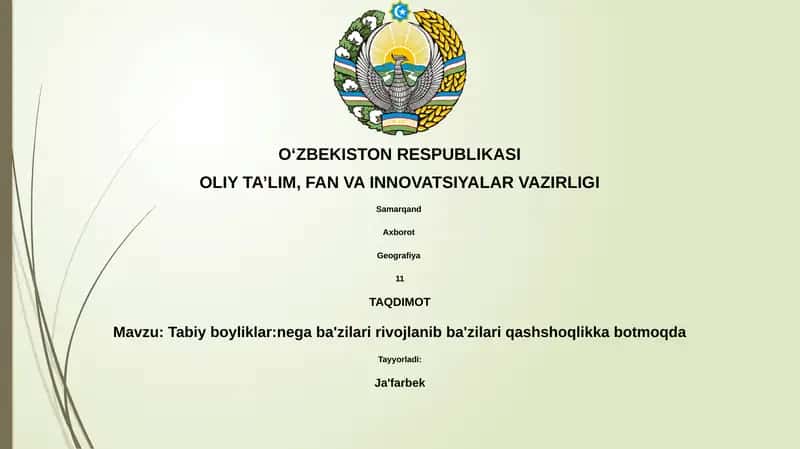 Tabiy boyliklar:nega ba'zilari rivojlanib ba'zilari qashshoqlikka botmoqda 1