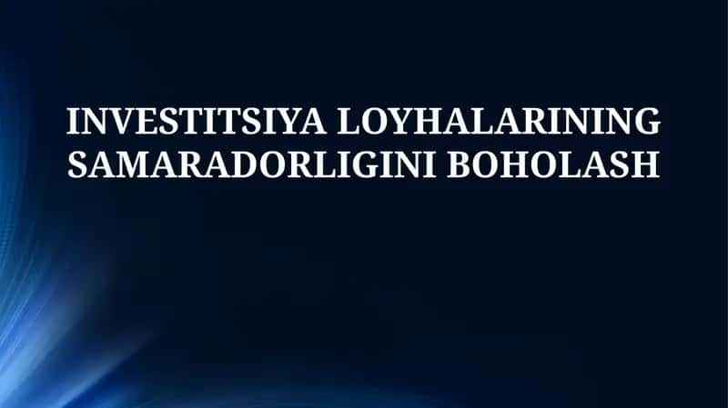 Investitsiya loyhalaring samaradorligini boholash 1