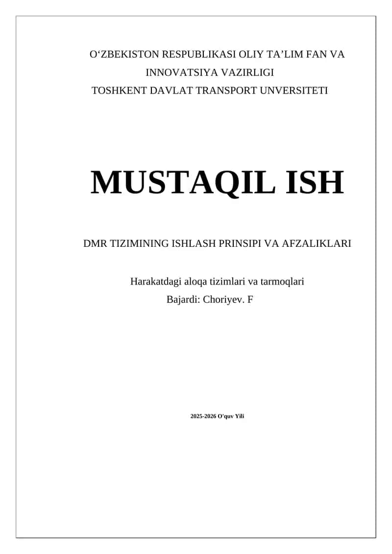 DMR TIZIMINING ISHLASH PRINSIPI VA AFZALIKLARI 1