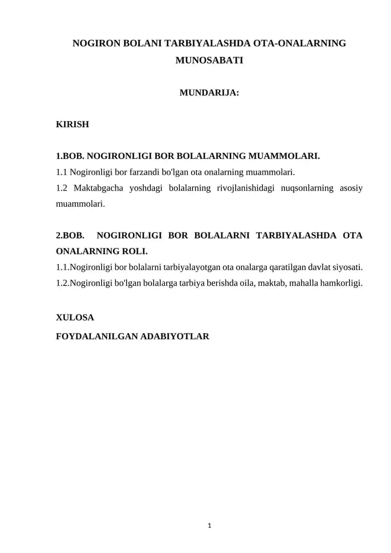 NOGIRON BOLANI TARBIYALASHDA OTA-ONALARNING MUNOSABATI 1