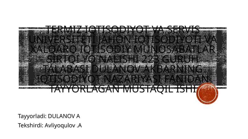 Oʻzbekistonda ko’p ukladli iqtisodiyotning va mulkdorlar sinfining shakllanishi 1