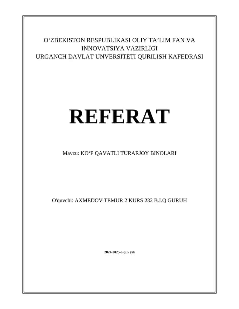 KO‘P QAVATLI TURARJOY BINOLARI 1