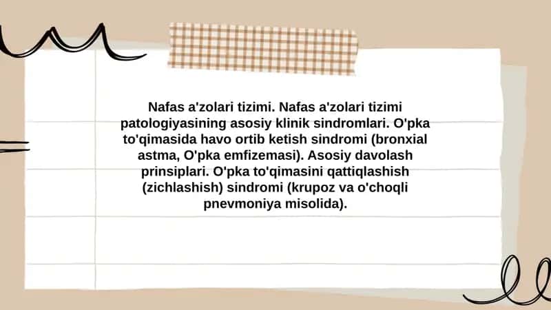 Nafas a'zolari tizimi va kasalliklari 1