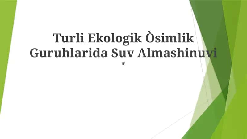 Turli Ekologik Òsimlik Guruhlarida Suv Almashinuvi 1