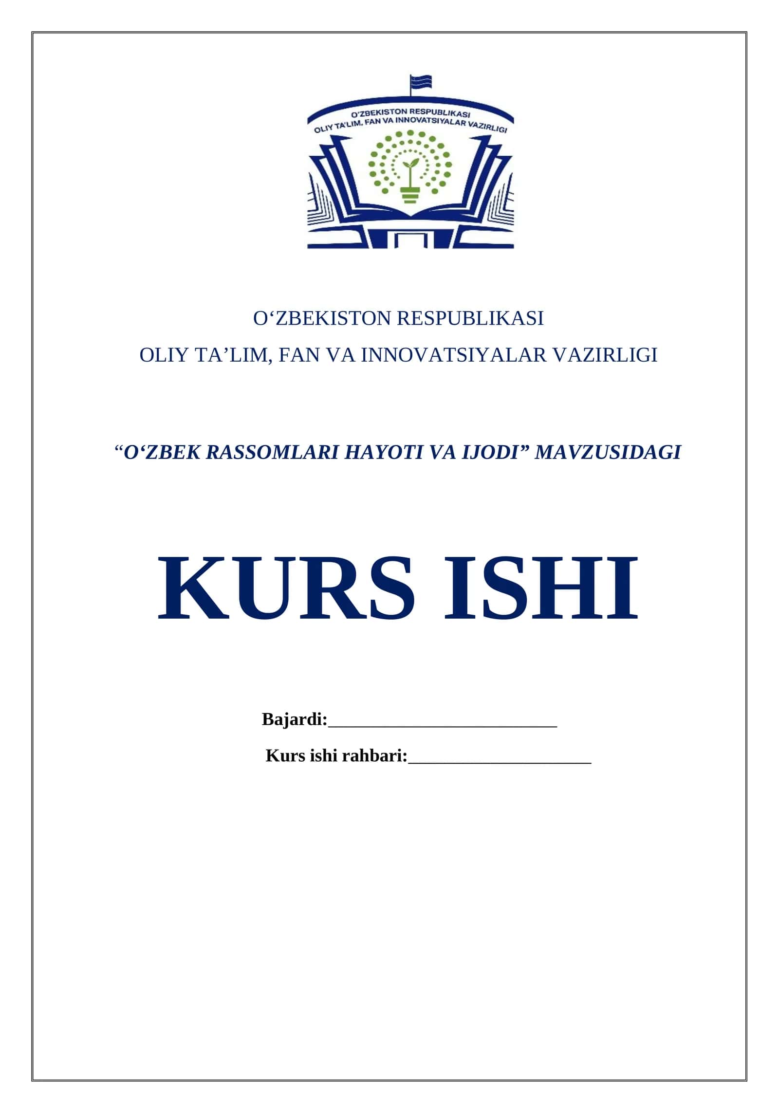 O‘ZBEK RASSOMLARI HAYOTI VA IJODI 1