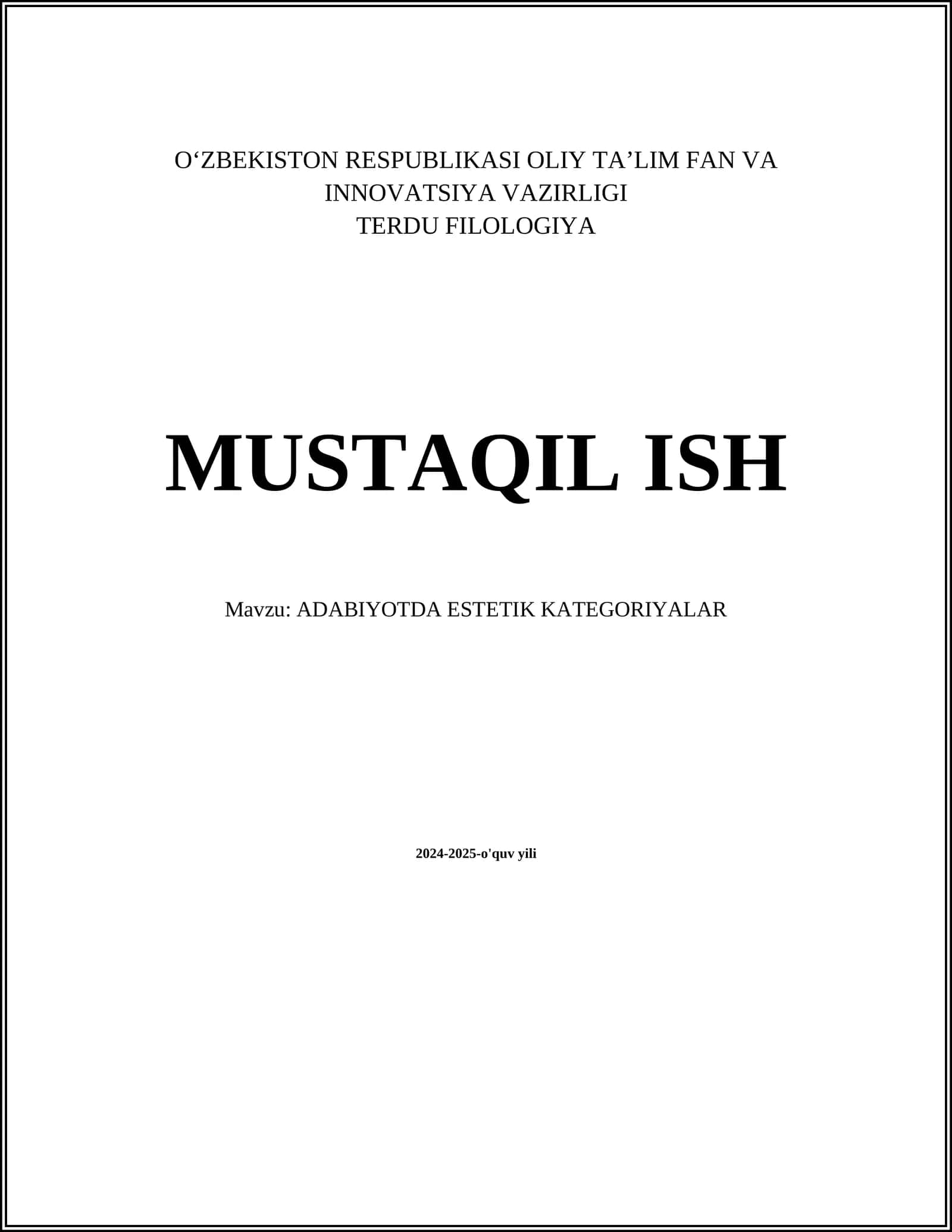 ADABIYOTDA ESTETIK KATEGORIYALAR 1