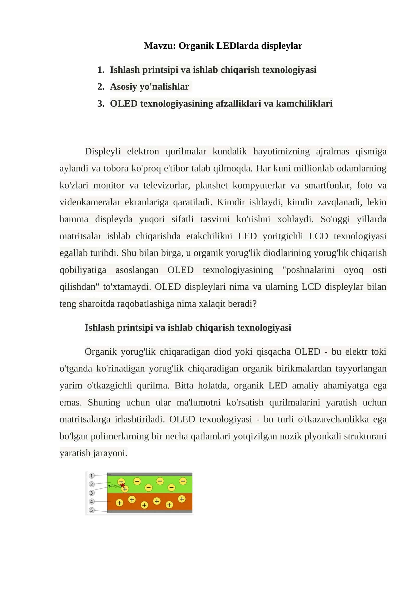Organik LEDlarda displeylar 1