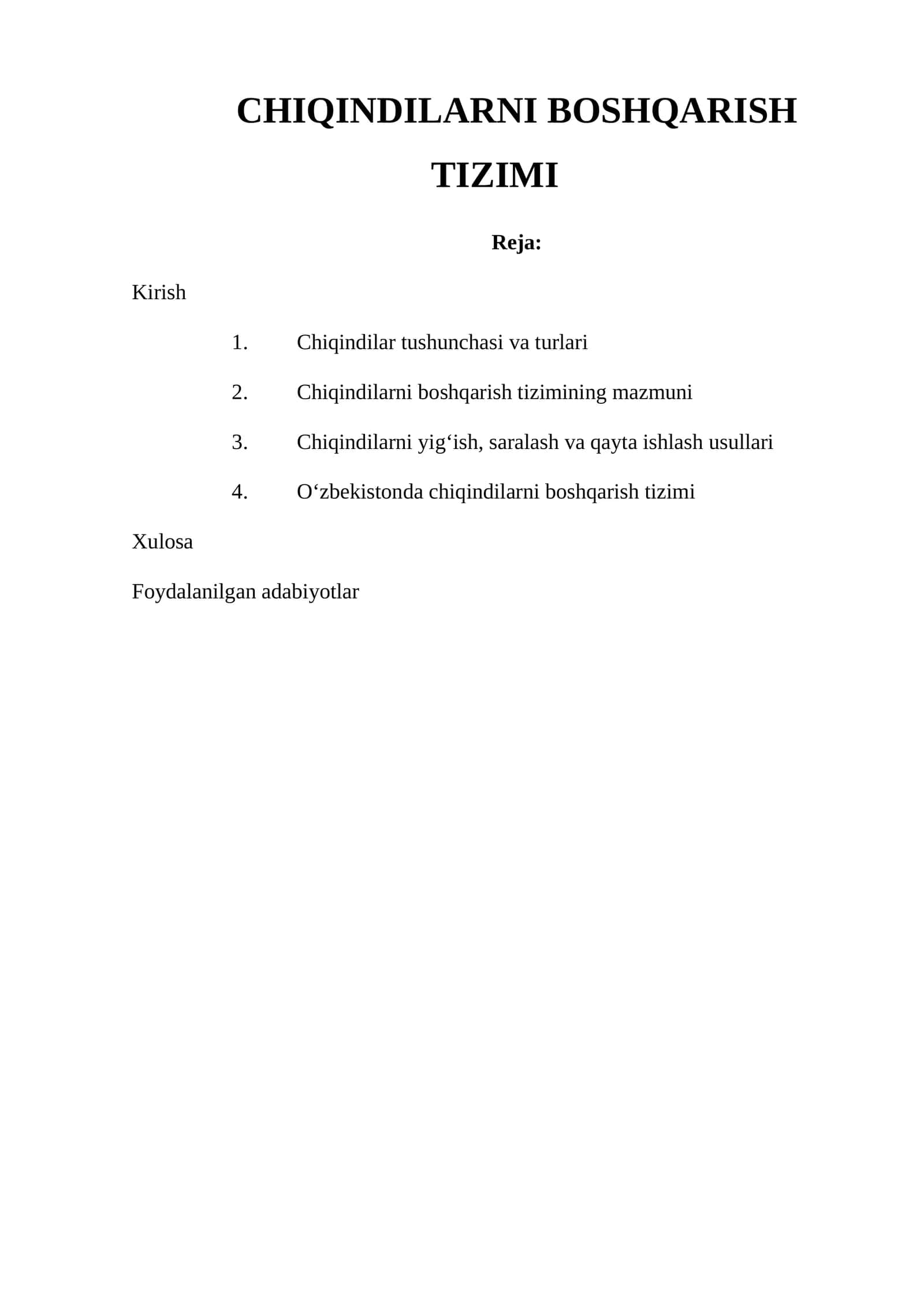 CHIQINDILARNI BOSHQARISH TIZIMI 1
