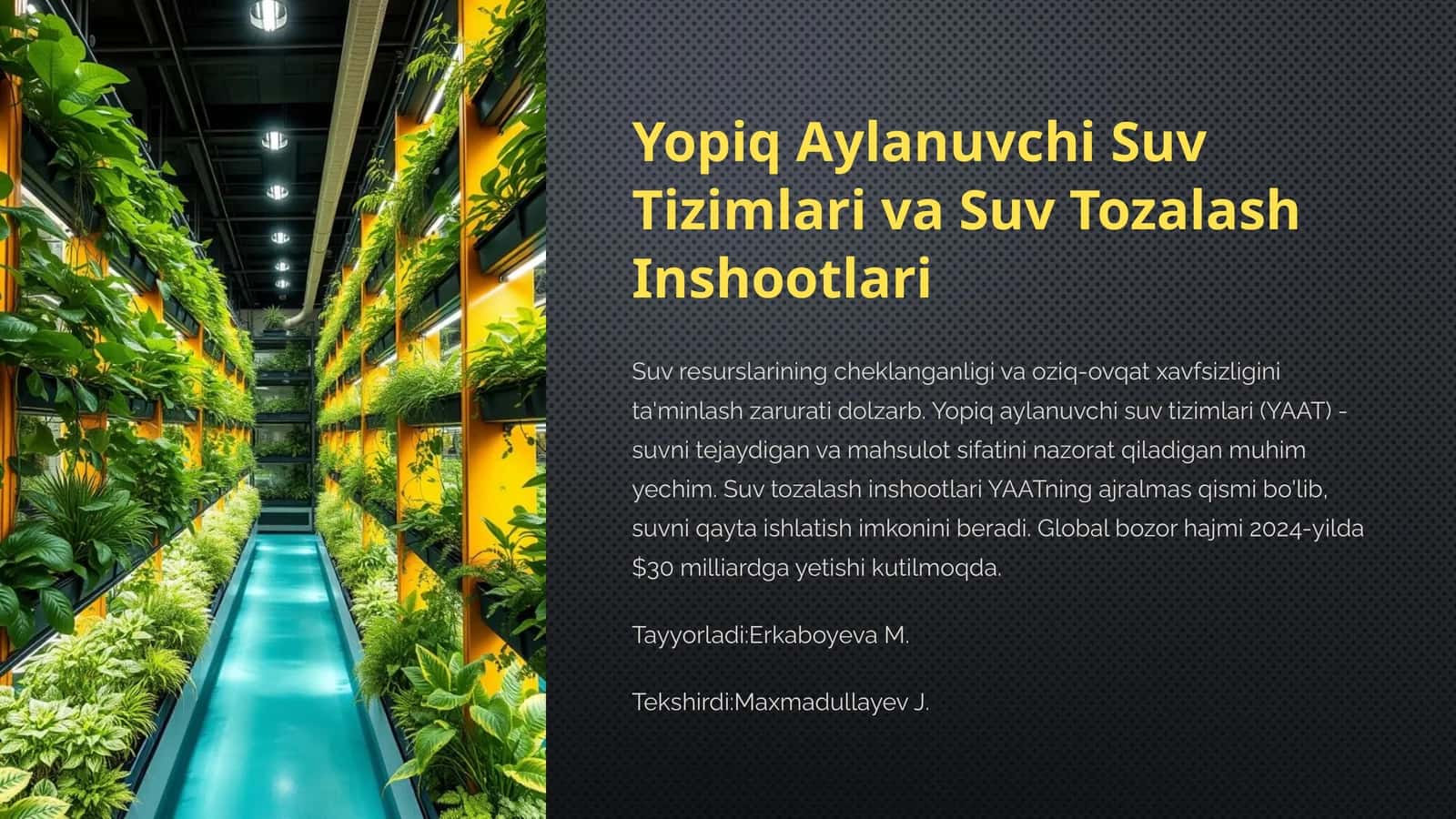 Yopiq Aylanuvchi Suv Tizimlari va Suv Tozalash Inshootlari 1