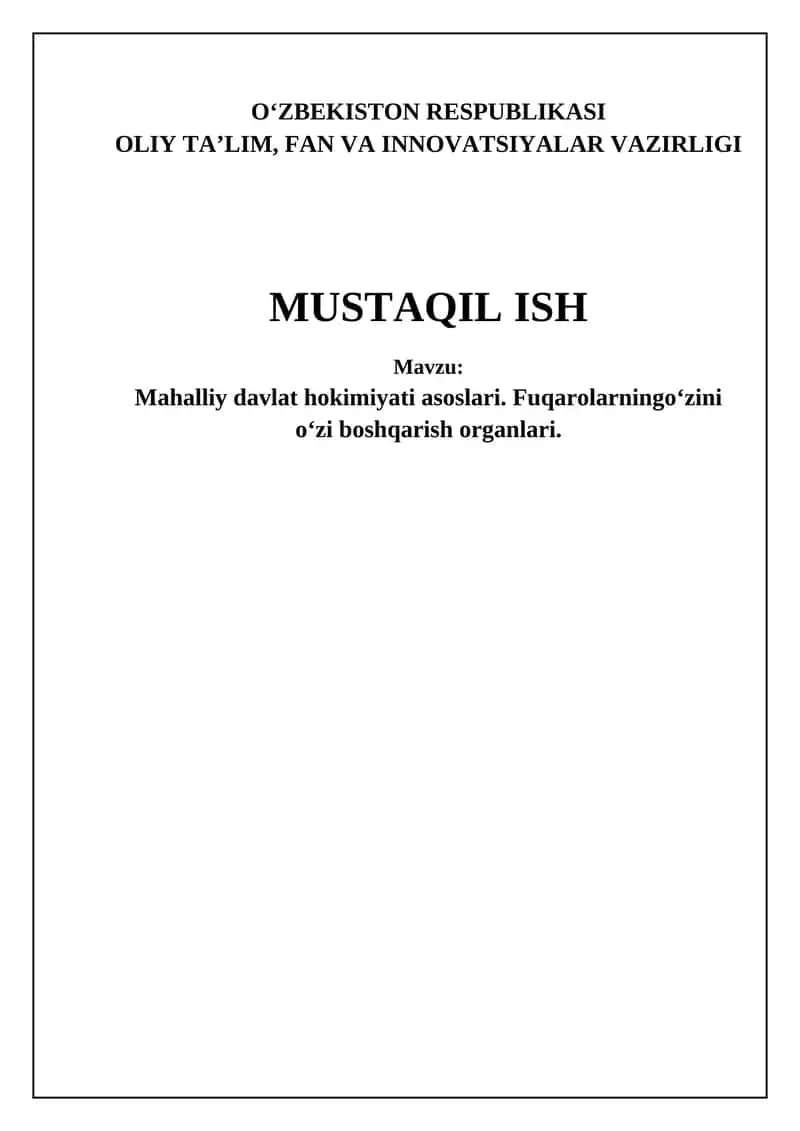 Mahalliy hokimiyatning samarali faoliyati 1