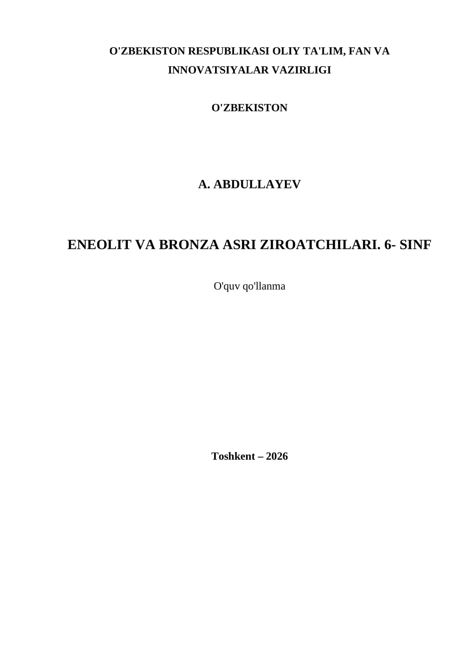 ENEOLIT VA BRONZA ASRI ZIROATCHILARI. 6- SINF 1