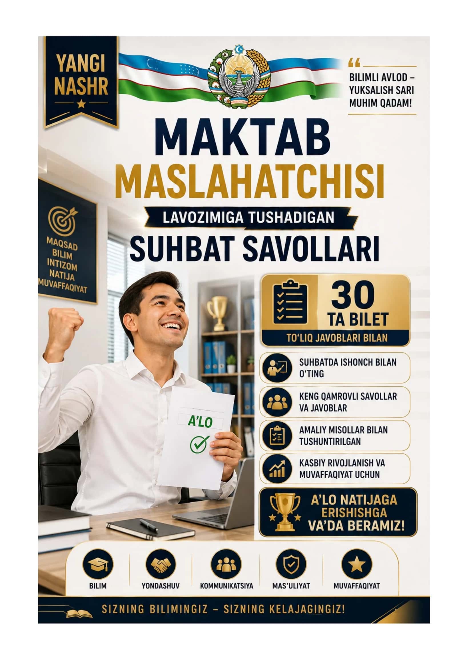 MAKTAB MASLAHATCHISI LAVOZIMIGA ISHGA KIRISH BILETLARI 1