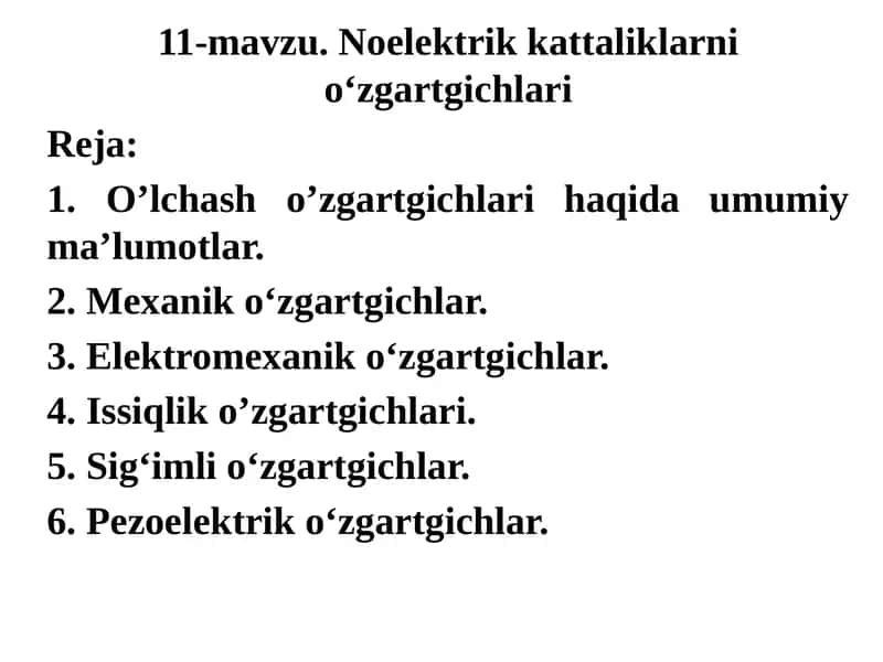 Noelektrik kattaliklarni o‘zgartgichlari 1