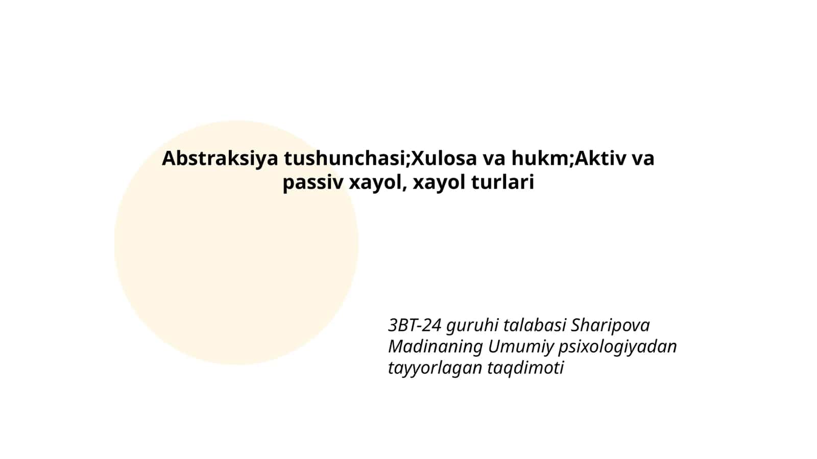 Umumiy psixologiyadan tayyorlagan taqdimoti 1