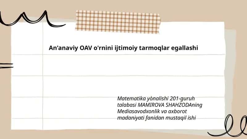 An'anaviy OAV o'rnini ijtimoiy tarmoqlar egallashi 1