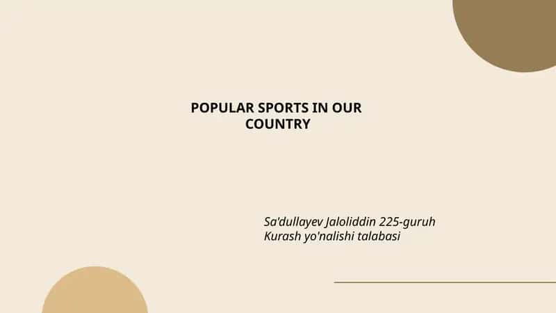 POPULAR SPORTS IN OUR COUNTRY 1