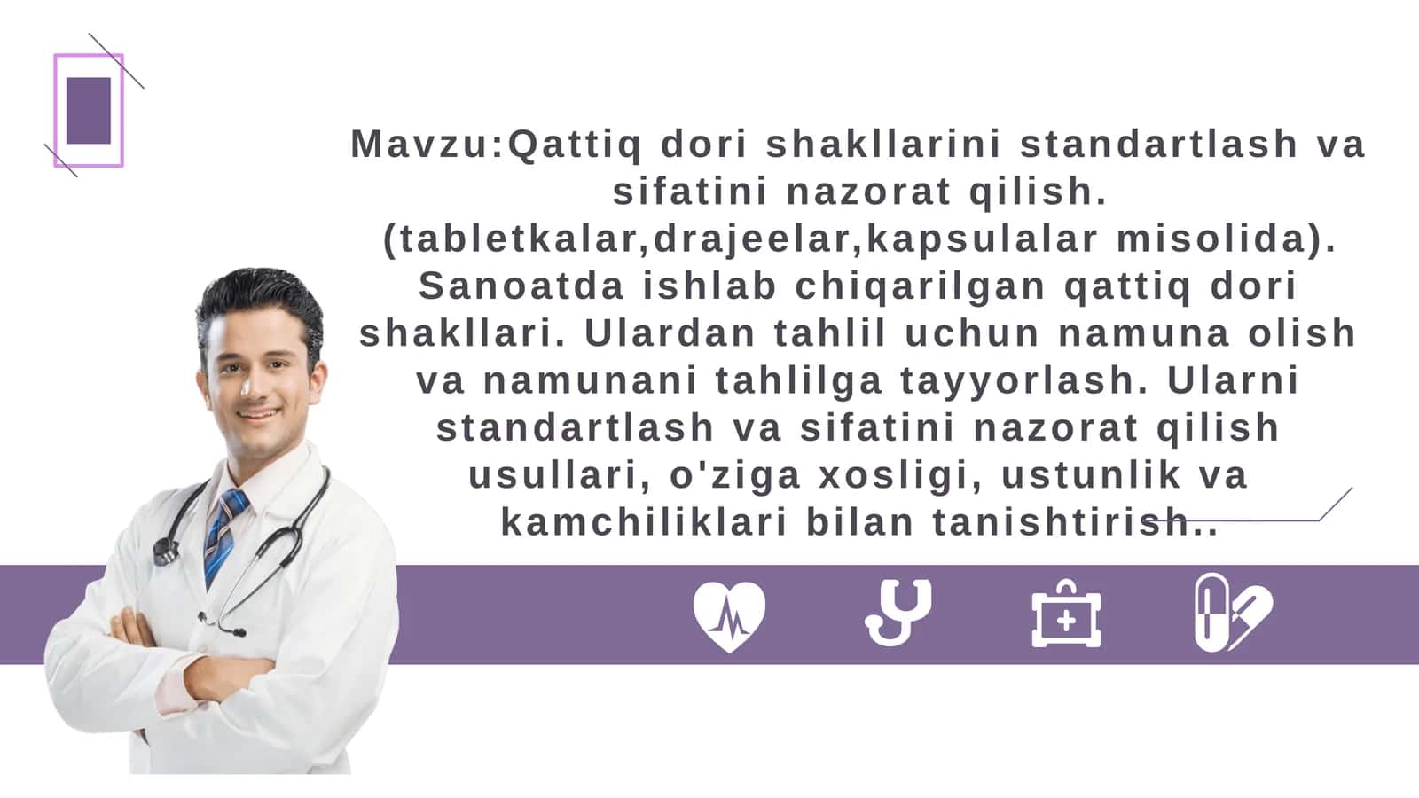Qattiq dori shakllarini standartlash va sifatini nazorat qilish 1
