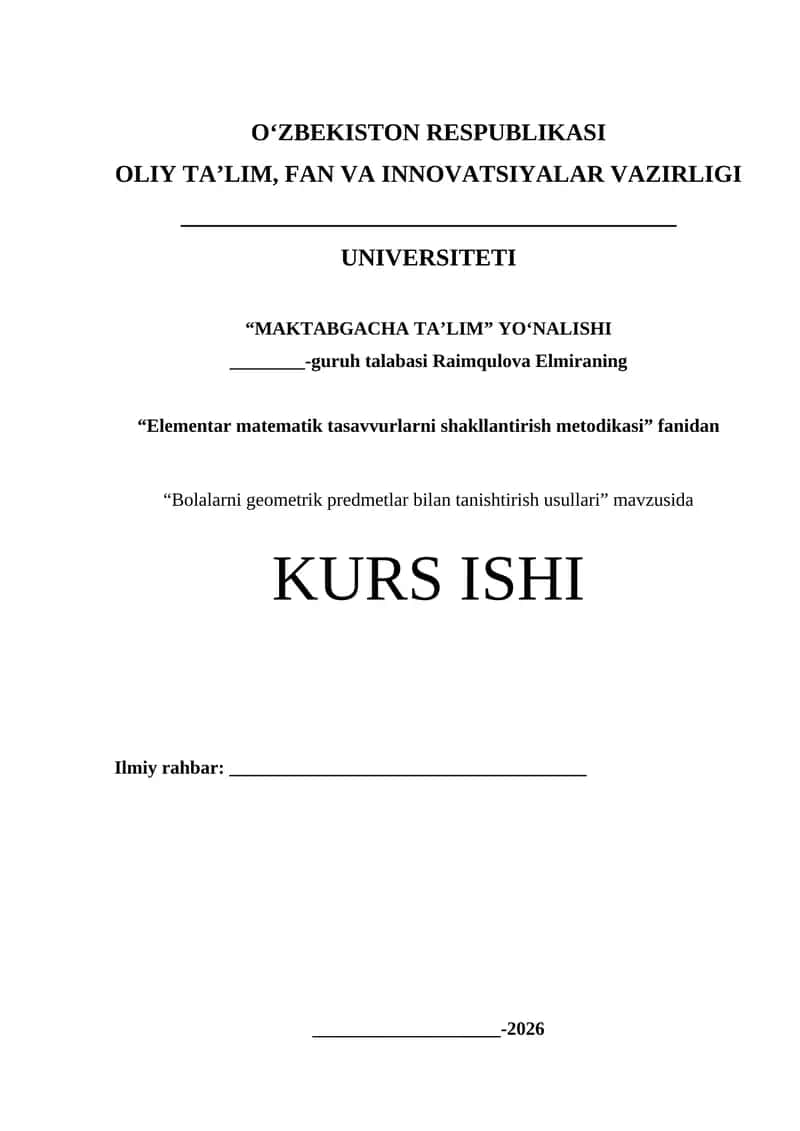 Bolalarni geometrik predmetlar bilan tanishtirish usullari 1