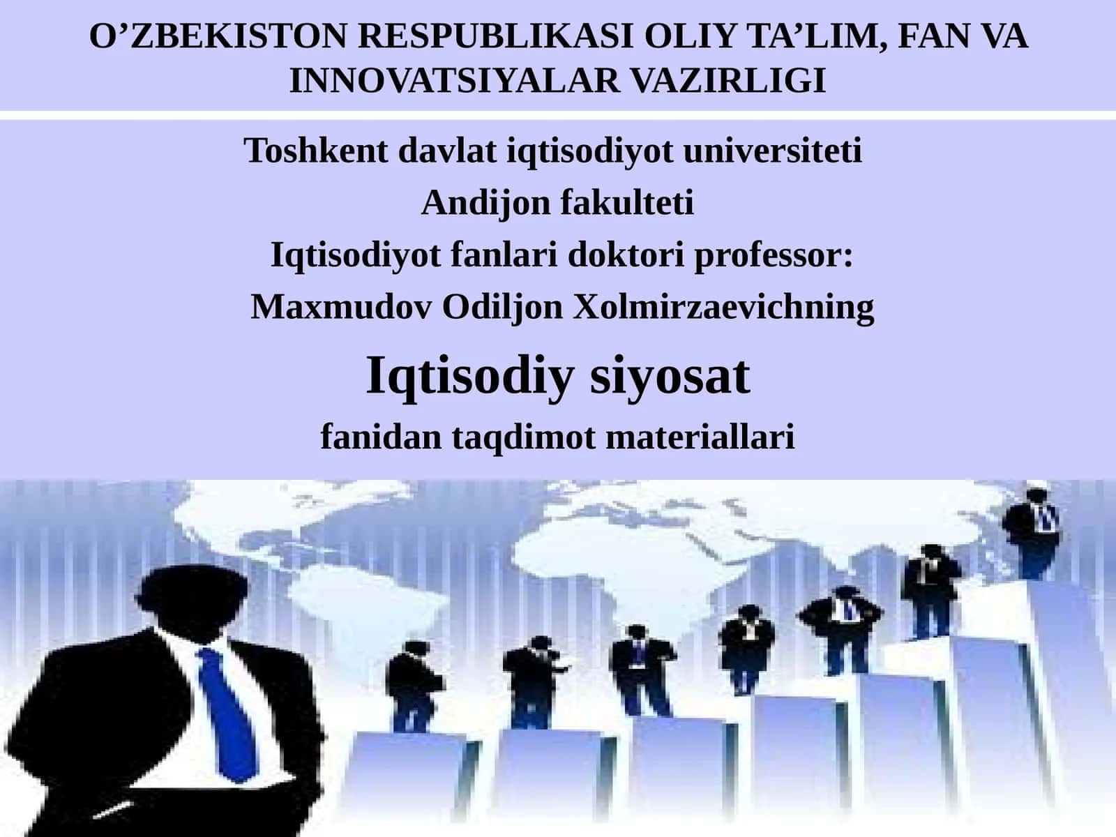 Davlatning Ijtimoiy-iqtisodiy rivojlanishni dasturlash, prognzlash va rejalaish siyosati 1