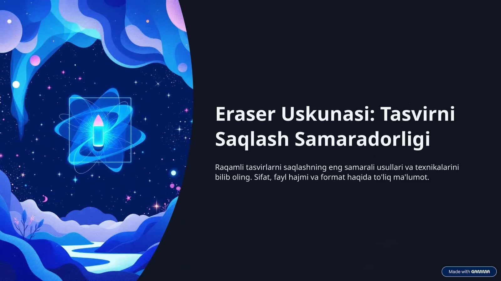 Eraser Uskunasi: Tasvirni Saqlash Samaradorligi 1