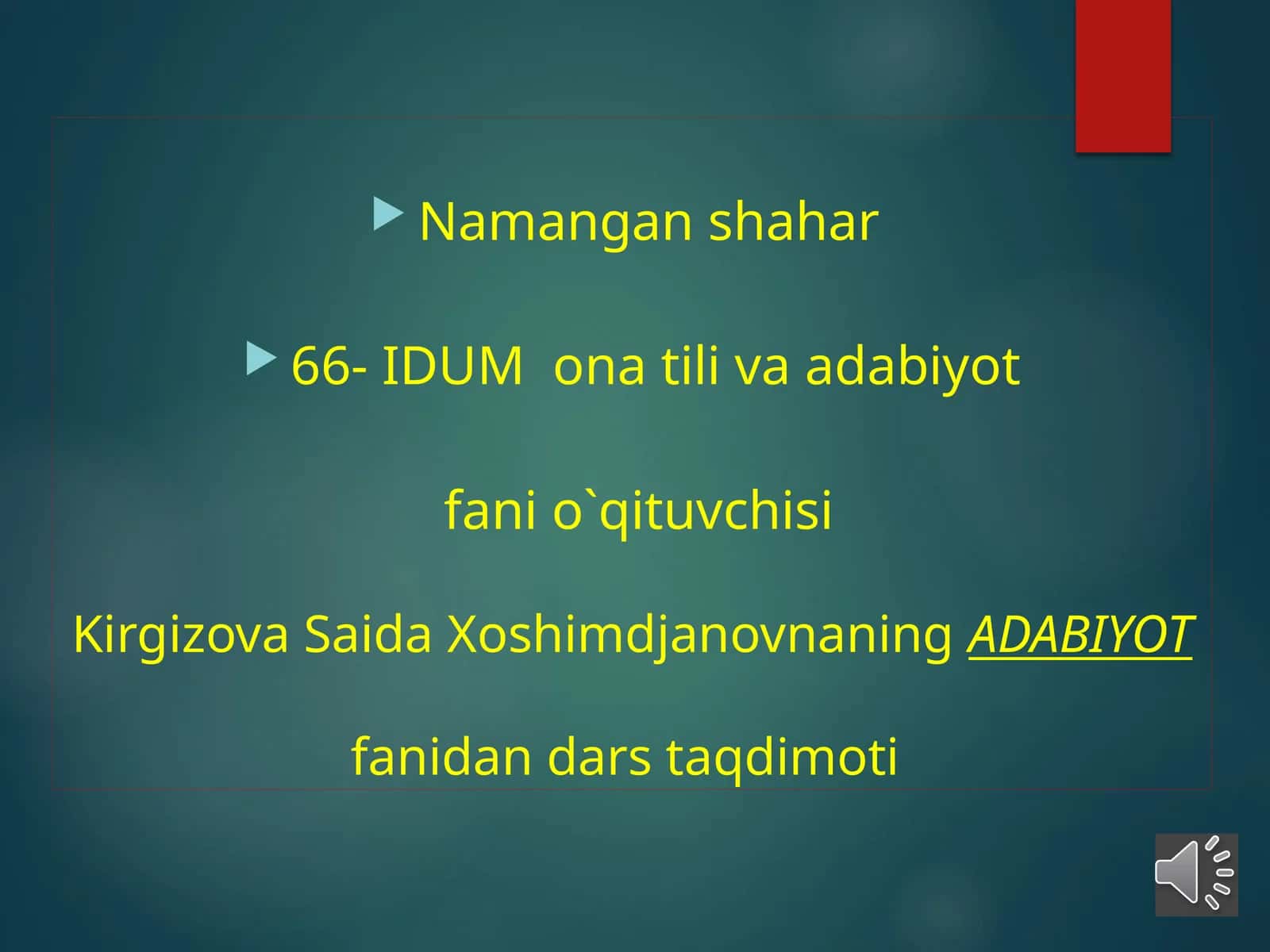 ADABIYOT fanidan dars taqdimoti 1