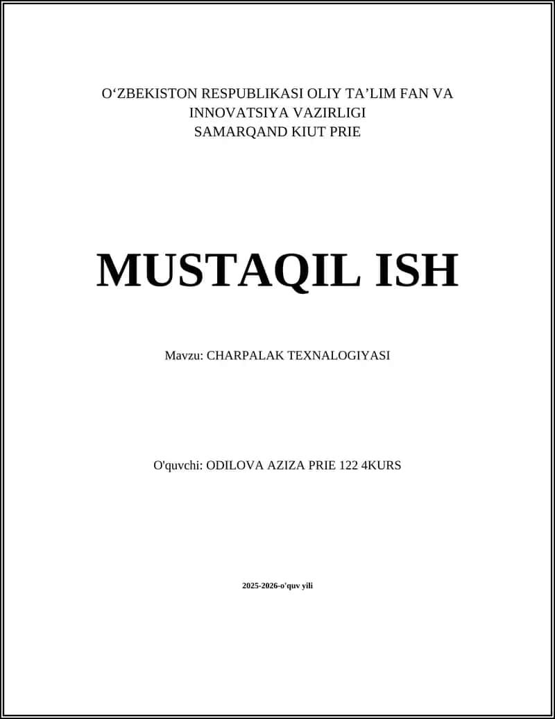 CHARPALAK TEXNALOGIYASI 1