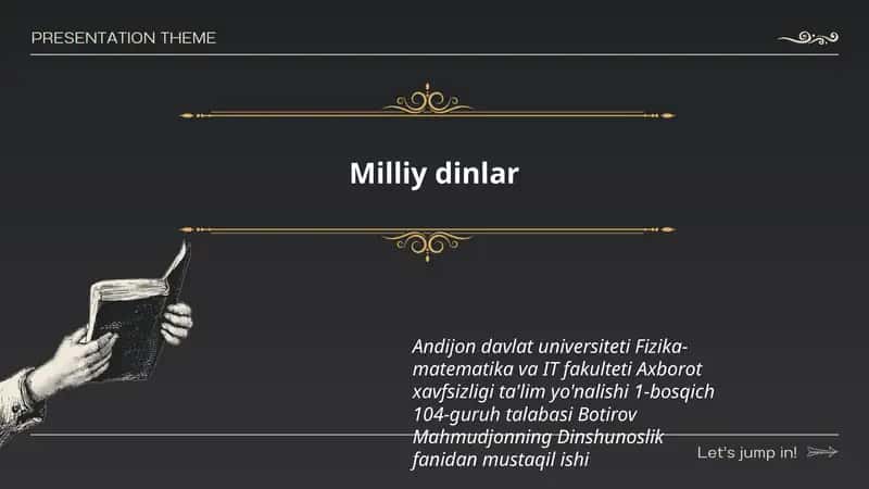 Dinshunoslik fanidan mustaqil ish 1