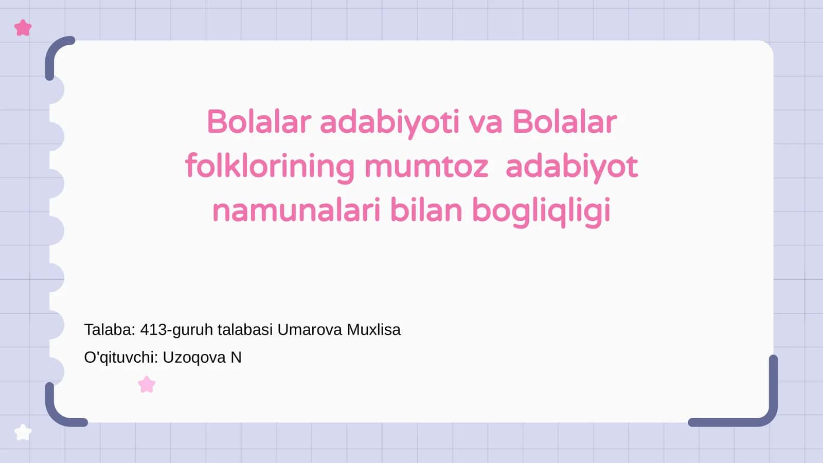 Bolalar adabiyoti va Bolalar folklorining mumtoz adabiyot namunalari bilan bogliqligi 1