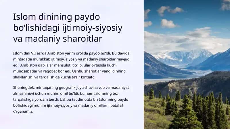 Islom dinining paydo bo‘lishidagi ijtimoiy-siyosiy va madaniy sharoitlar 1