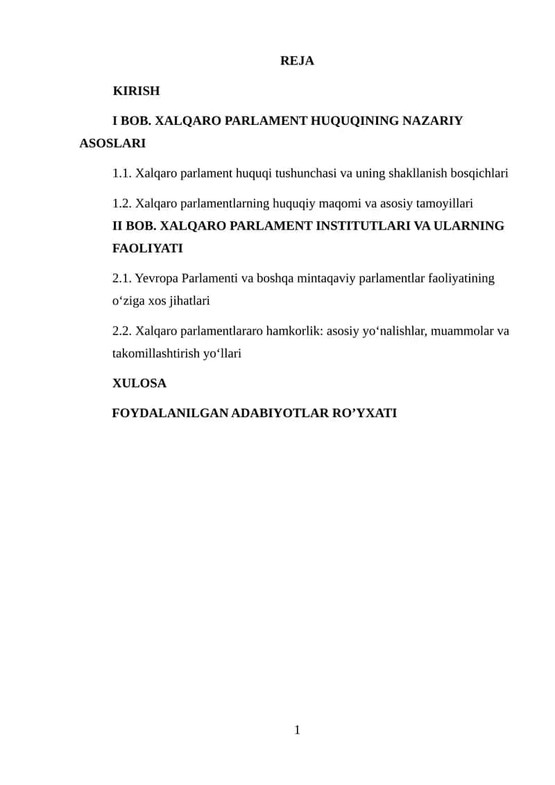 Xalqaro Parlament Huquqining Nazariy Asoslari 1